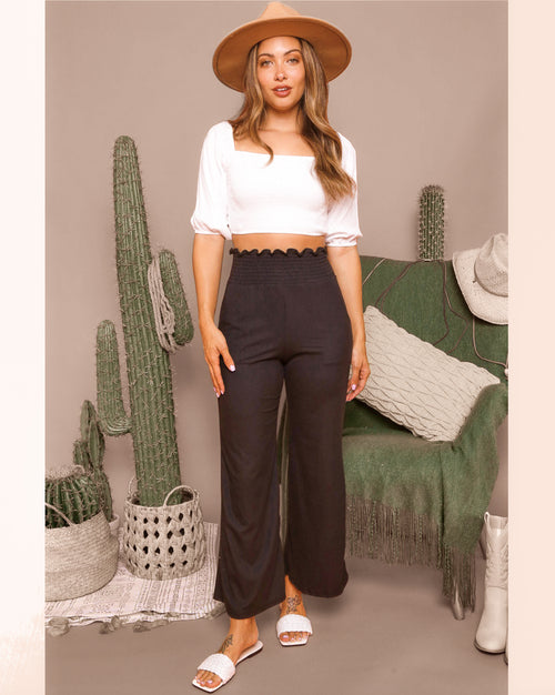 Parvati Smocked Waist Wide Leg Pants