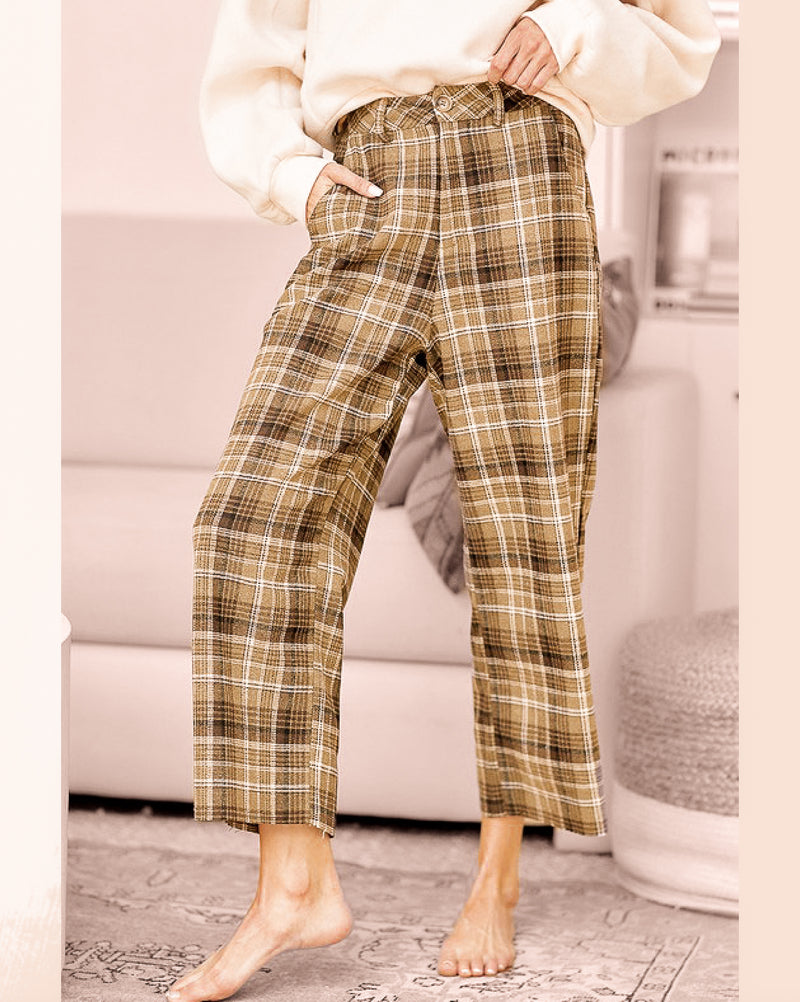 Plaid Wide Leg Pants