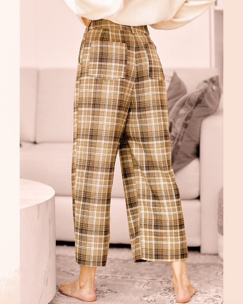 Plaid Wide Leg Pants