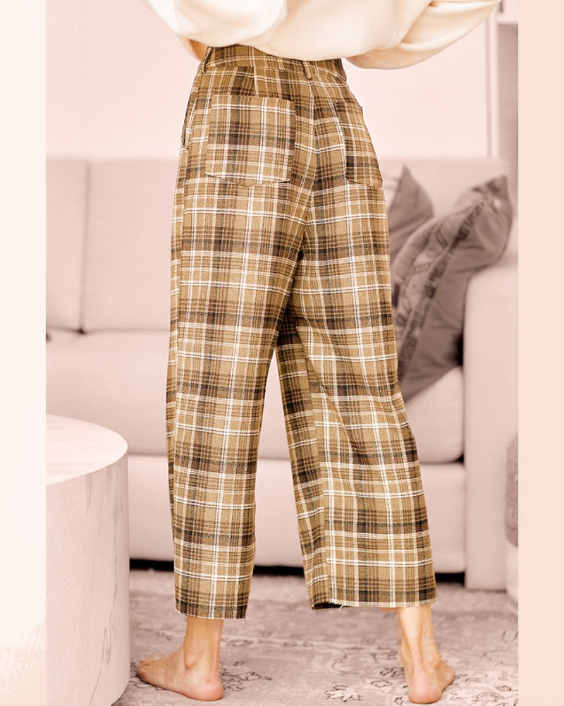 Plaid Wide Leg Pants