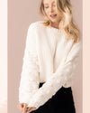 Pom Pom Sleeve Cropped Sweater