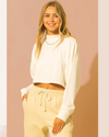 Mock Neck Oversized Crop Long Sleeve