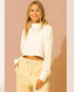 Mock Neck Oversized Crop Long Sleeve