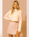 Mock Neck Oversized Crop Long Sleeve