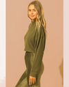 Mock Neck Oversized Crop Long Sleeve