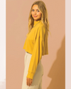 Mock Neck Oversized Crop Long Sleeve