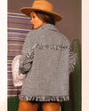 Houndstooth Jacket with Fringe Details
