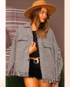 Houndstooth Jacket with Fringe Details