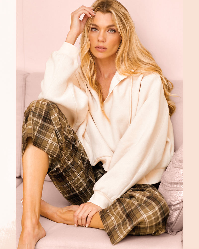 Plaid Wide Leg Pants