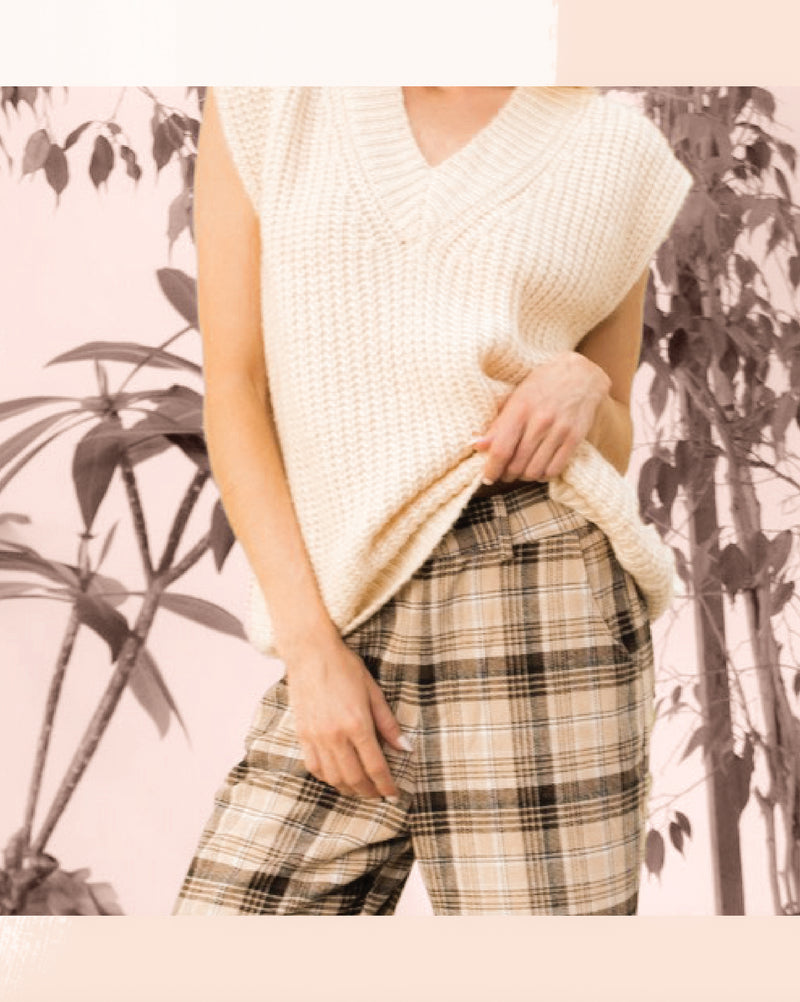 Plaid Wide Leg Pants