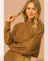 Mock Neck Oversized Crop Long Sleeve