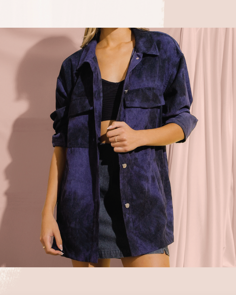 Vira Tie Dye Corduroy Button Up