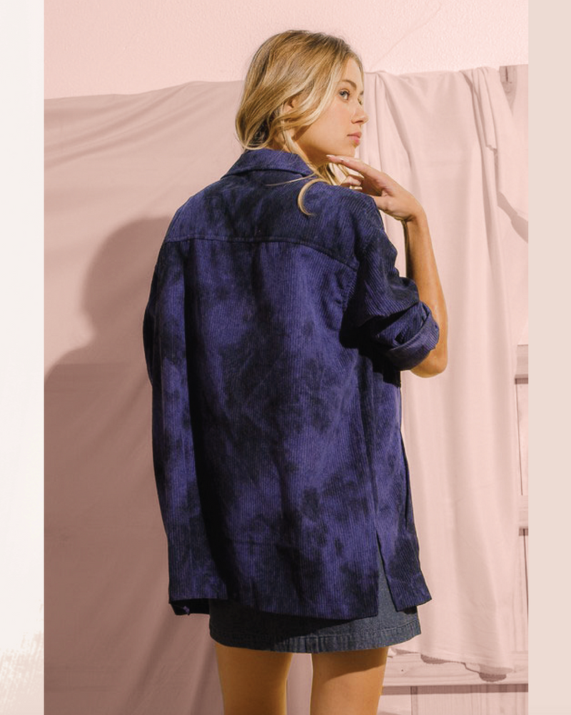 Vira Tie Dye Corduroy Button Up